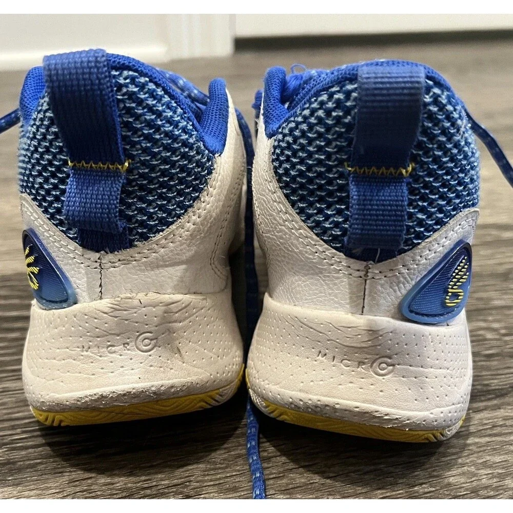 Under Armour Curry Kids US 3.5 Blue Yellow White Lace-Up Mesh Low Top